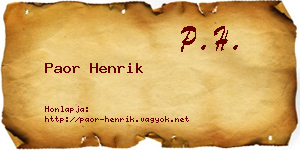 Paor Henrik névjegykártya